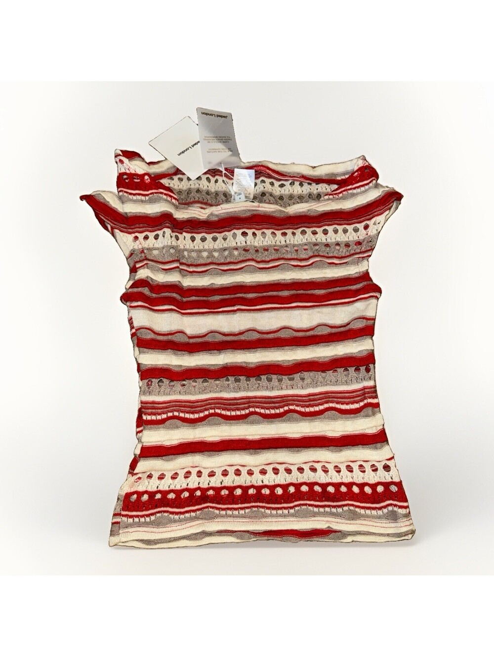 NEW! Jaded London Cata Red Stripe Asymmetric Ruffle Knit Top SMALL NWT MSRP $100